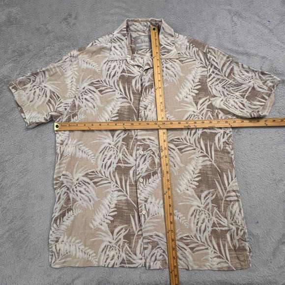 Margaritaville Mens Size L Shirt Short Sleeve Palm Leaf Print Silk‎ Linen Blend - Picture 7 of 8